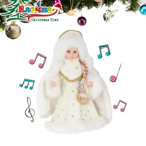 SOTE 화이트 러시아어 노래 Snegurochka 크리스마스 입상 컬렉션 홈 선물 이동식 전기 인형 스노우 메이든 음악
