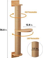Arbre d'activités pour chat, griffoirs muraux en jute et hamac en pin, bois de caoutchouc massif naturel, pour intérieur, 36,6 po