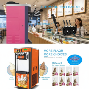 Competitive Price Professional Commercial Use Air Cooling Vertical Three Flavors <b>Ice</b> <b>Machine</b> Milk-Based Soft Serve Maker GR-0737 - Product Image 4