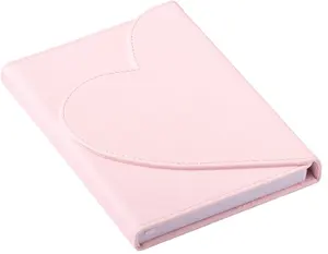 2022 atacado escola escritório feminino bonito forma de coração ímã ruled página rosa cor a5 tamanho personalizado notebook couro pu jornações