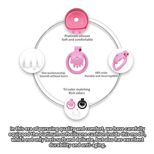 Cage de chasteté plate rose FRRK, petit dispositif de chasteté pour hommes, cage à pénis plate en plastique, jouets sexuels BDSM pour hommes - Product Image 4