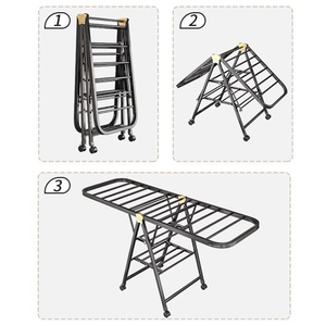 Nhà Máy 3-Tier Carbon Thép Vải Máy Sấy Móc Áo Đứng Có Thể Gập Lại May Mặc Kim Loại Giá Cho Giặt Quần Áo Sấy Khô & Lưu Trữ Giày - Product Image 6