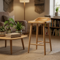 Tabouret de bar en bois massif, sans dossier, hauteur comptoir, tabouret de bar en bois naturel non fini pour îlot de cuisine