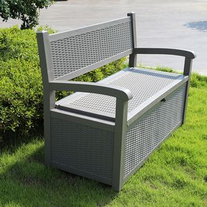 2 In1 Outdoor Patio Garden Long <strong>Bench</strong> Rattan <strong>Plastic</strong> with Storage - Product Image 2