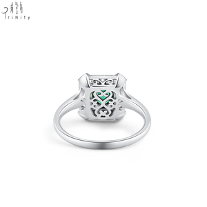 แหวนเพชรแท้ทรงเหลี่ยมมรกต ทองคำขาว 18K คุณภาพสูง ดีไซน์หรูหรา สไตล์วินเทจ สำหรับงานแต่งงาน ใส่ได้ทั้งชายและหญิง - Product Image 5