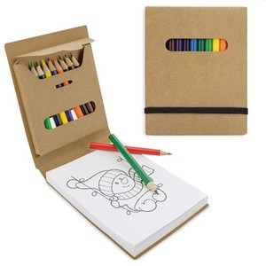 Crayons de couleur écologiques créatifs avec logo OEM promotionnel, 2 en 1, 12 pièces, bloc-notes, notes, jeu de dessin DIY pour enfants - Product Image 1