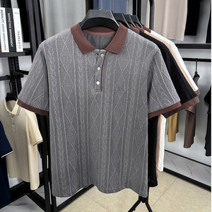 <span class=keywords><strong>Polo</strong></span> da Uomo Personalizzata a Quadri Retrò con Contrasto di Colore, Casual e Traspirante in Maglia <span class=keywords><strong>Jacquard</strong></span> - Product Image 4
