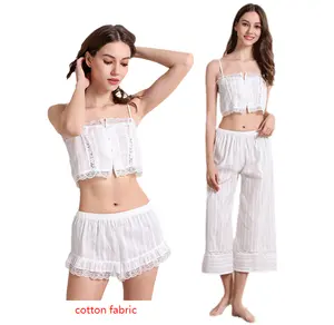 Hot Sale ärmellose sexy Lady Cami und Shorts Piyama Set mit Lace Pyjamas Summer Women Baumwoll pyjamas Damen Nachtwäsche