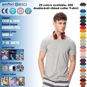 T-shirt en coton 100% 40s double fil, poids lourd, couleur unie, impression numérique 205GSM, coupe classique - Product Image 1