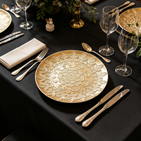 Assiettes de présentation rondes en PP de 13 pouces, durables, pigmentées, style américain, motif doré, pour fêtes, hôtels, événements de remise de diplômes et usage domestique