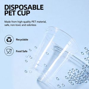 Gobelet à café glacé jetable en plastique PET transparent de 12 oz (98 mm) avec logo personnalisé pour café et boissons, disponible pour visites en usine - Product Image 3