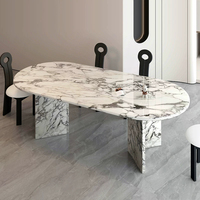 Table à manger ovale de luxe italienne, table à manger moderne minimaliste avec base en pierre pleine pour la maison, la villa, la salle à manger