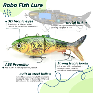 <span class=keywords><strong>Leurre</strong></span> de pêche électronique Swinbait à lumière LED rechargeable par USB Appât de glisse robotique à hélice à 4 joints Appât de pêche dur en ABS - Product Image 4