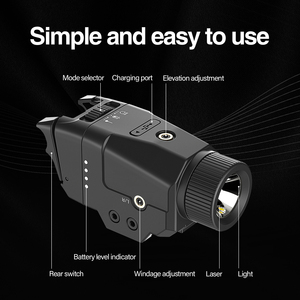 Lampe tactique DK-9050L 6X avec corps en polymère, rechargeable par USB, avec interrupteurs avant et arrière haute et basse intensité - Product Image 4