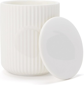 Nouveau pot à bougie personnalisé en céramique blanche avec logo sur mesure pour la vente directe - Product Image 1