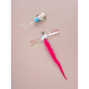 Caña de pescar moderna para gatos, Libélula y abeja, herramientas de plástico y tela recargables, Carto - Product Image 1