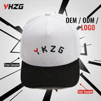 Casquette de baseball personnalisée YKZG en coton suédé à 5 panneaux, broderie, deux tons, visière incurvée, boucle simple, 25 ans, usine 5 étoiles