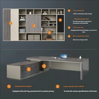 Bureau de direction en L en bois de luxe moderne, design durable avec panneaux, garantie 5 ans, pour PDG, directeur, Xuqian