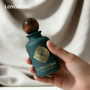 Hot-selling Customized Black Green Glass <b>Empty</b> 30ml 50ml 100ml Round <b>Spray</b> Perfume <b>Bottles</b> with Black Wood Ball Cap - Product Image 4