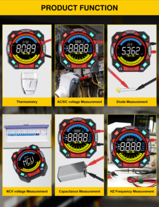 Testeur de transistors intelligent True RMS à 6000 comptes, mesure de température et de résistance, avec écran LCD à sélection automatique - Product Image 6