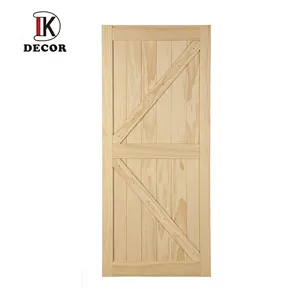 आधुनिक शैली DIY पैक अधूरा ठोस विकट पाइन लकड़ी आंतरिक रपट खलिहान दरवाजा