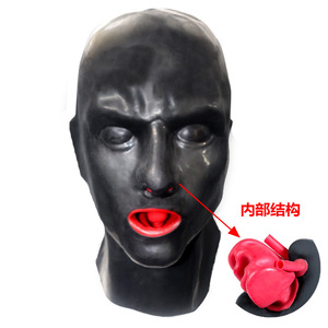 Masque de tête en <span class=keywords><strong>latex</strong></span> BDSM en gros - Masque intégral pour homme adulte, jouet pour jeux de rôle en couple |   Respectueux de la peau et durable - Product Image 1