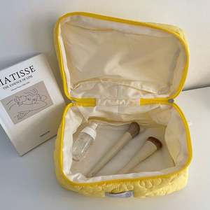 Bolsa de cosméticos de algodón de viaje Ins, bolsa de maquillaje de almacenamiento de belleza portátil, neceseres para niñas, caja de almacenamiento de color caramelo con cremallera - Product Image 4