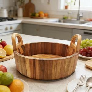 จานไม้ทรงกลมสำหรับเก็บถั่วและผลไม้ ใช้ในครัวเรือน - Product Image 1