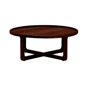 Mesa de Centro Redonda de Metal de Lujo con Tapa de Madera Moderna y Ecológica de Alta Calidad - Product Image 1