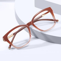 Lunettes de vue pour femmes MS 83640, monture carrée œil de chat en TR90, anti-lumière bleue, finition transparente dégradée