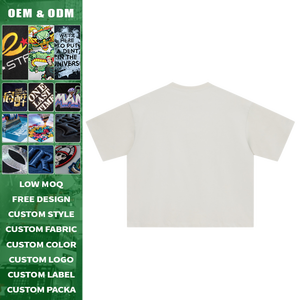 Heavyweight 230g Cotton Knitted Short Sleeve Spray Monkey Wash Tee <b>Distressed</b> Vintage Graphic Streetwear Men's <b>Top</b> - Product Image 3