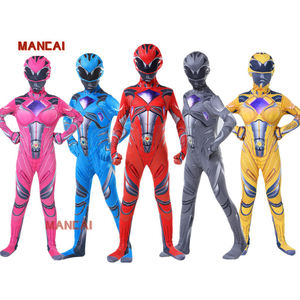 Combinaison à cinq bestioles multicolores, super personnage de bande dessinée, costume de fête d'Halloween pour enfants, Power Ranger avec masque facial - Product Image 1