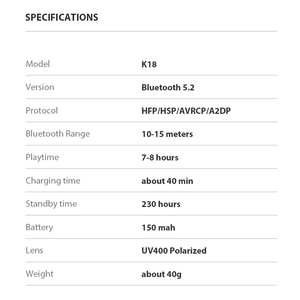 Thông Minh Kính Bluetooth 5.2 Tai nghe kính mát không dây cưỡi thể thao Tai nghe UV400 phân cực âm nhạc gọi điện thoại Kính mắt - Product Image 6