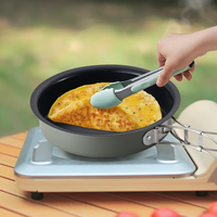 3Pcs Set Peralatan Masak Camping Warna Oranye, Set Peralatan Masak Outdoor Aluminium dengan Panci Rebus, Wajan, dan Piring
