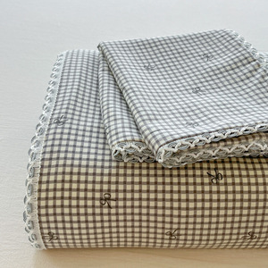 Juego de Sábanas Planas de Algodón Transpirable con Encaje Estampado YIXUAN CD001 para <span class=keywords><strong>Cama</strong></span> Doble/Individual con Funda de Almohada - Product Image 5