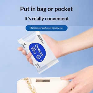 Lingettes humides pour bébés nouveau-nés <span class=keywords><strong>DeYou</strong></span> en tissu spunlace bleu, petit sac portable, 10 paquets * 30 sachets, fournitures de nettoyage ménager - Product Image 2