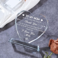 Plaque en cristal en forme de cœur avec impression UV, récompenses gravées sur verre pour les cadeaux de fête des mères, d'anniversaire, de Thanksgiving