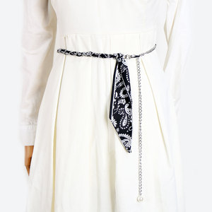 Cadena de Cintura con Pañuelo de Seda para Mujer, con Cadena Dorada y Perlas de Imitación, un Accesorio de Cintura Elegante. - Product Image 2