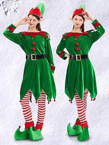 2025 नई महिला क्रिसमस की साफ पोशाक मखमली लंबी आस्तीन पोशाक पोशाक पोशाक पोशाक पोशाक पोशाक क्रिसमस सेट - Product Image 2