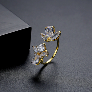 LUOTEEMI Mädchen Koreanische geometrische vergoldete neue Schmuck Frau Trendy Finger Zirkonia 5A niedlichen verstellbaren Cz Ring - Product Image 4