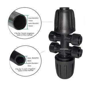 1/2 ''đến 1/4'' nhỏ giọt thủy lợi phụ kiện push-to-fit 6 cách nhỏ giọt thủy lợi thép gai TEE kết nối một phần cho ống thủy lợi - Product Image 1