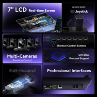 Controlador de Joystick para Transmisión con Pantalla LCD de 7'' y 4 Divisiones, Controlador de Joystick para Cámara PTZ 4D para Transmisión en Vivo