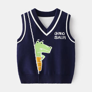 Dessin animé mignon dinosaure sans capuche décontracté coton mélangé gilet garçons <span class=keywords><strong>basket</strong></span> uniforme pull gilet à la mode sans capuche décontracté coton - Product Image 1