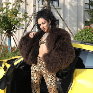 Janefur 2024 nouveau hiver chaud mongolie mouton col de <span class=keywords><strong>fourrure</strong></span> <span class=keywords><strong>veste</strong></span> femmes chaud <span class=keywords><strong>fourrure</strong></span> d'agneau coupe ample manteau court - Product Image 4