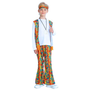 Ensemble de costumes hippies pour enfants, tenue imprimée avec signe de paix, vêtements de scène, style européen et américain - Product Image 3