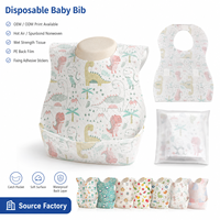 Bavoirs jetables pour bébé avec poche de récupération des aliments, emballés individuellement, imperméables en polyester/coton, toutes saisons, portables, pour tout-petits, vente en gros