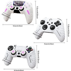 Étui de protection en silicone <span class=keywords><strong>rose</strong></span> souple pour manette <span class=keywords><strong>PS5</strong></span> antidérapant avec conception de poignée renforcée et logo imprimé à 2 Stickers-3D thématiques - Product Image 1