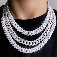 Cadena Cubana de Plata 925 Personalizada al por Mayor de 6 8 10 12 15MM, Joyería Hip Hop, Cadena Cubana con Incrustaciones de Moissanita, Collar de Diamantes