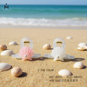 Pinza de pelo con forma de estrella de mar y concha marina de 8 cm para mujeres y niñas - Product Image 3
