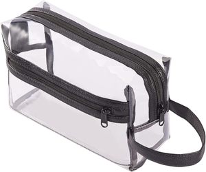 Zipper & Handle Clear PVC Fashion Cosmetic Bag Organizer Pouch Water Resistant <b>Makeup</b> <b>Case</b> with Convenient Features - Product Image 5